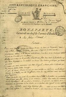 Proclamation by Napoleon to his brothers in arms 20 May 1796, (1921). Creator: Unknown