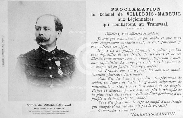 Proclamation by Colonel Villebois-Mareuil, c1900. Artist: Unknown