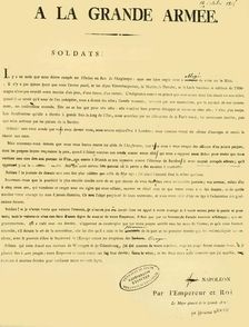 Proclamation to the army, 13 October 1805, (1921). Creator: Unknown