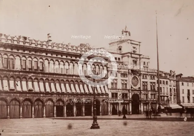 Procuratie Vecchie and Torre dell'Orologio, St Mark's Square, Venice, between 1880-1890. Creator: Giorgio Sommer.
