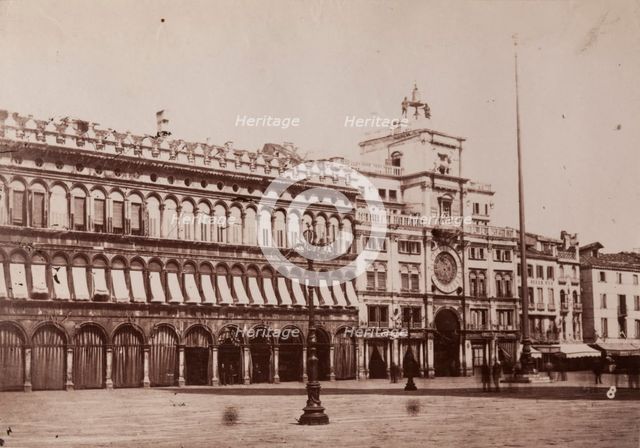Procuratie Vecchie and Torre dell'Orologio, St Mark's Square, Venice, between 1880-1890. Creator: Giorgio Sommer.