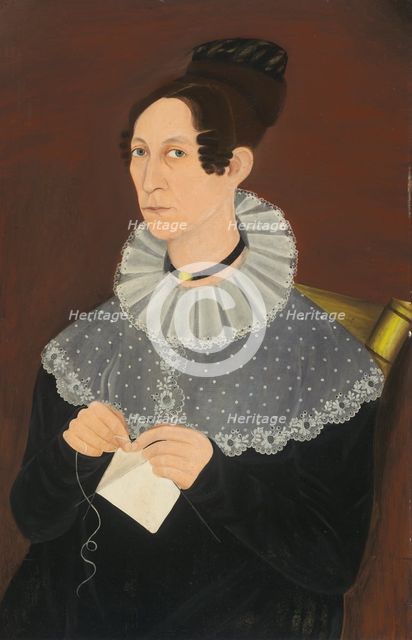 Probably Sarah Cook Arnold Knitting, c. 1830. Creator: Unknown.