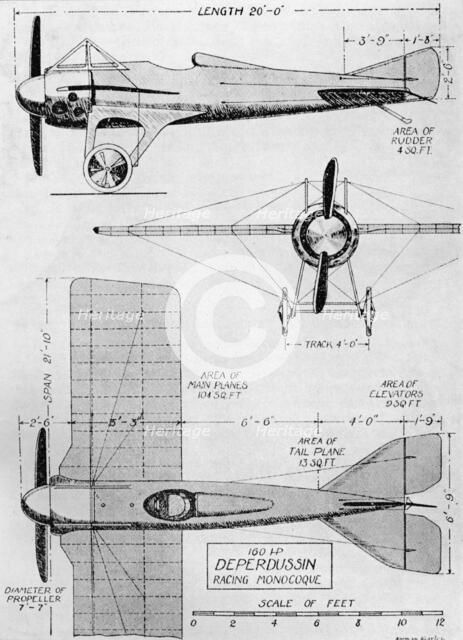 'Probably The Fastest Aeroplane in Existence at the Outbreak of War: The Deperdussin Monoplane (160  Artist: Flight Photo.