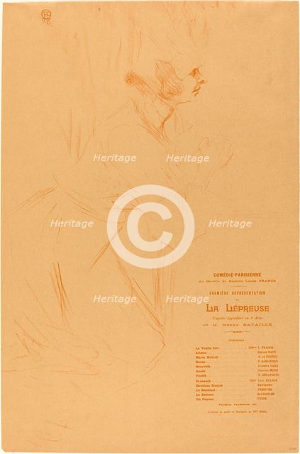 Program for "La lepreuse" (Programme pour "La lépreuse"), 1896. Creator: Henri de Toulouse-Lautrec.