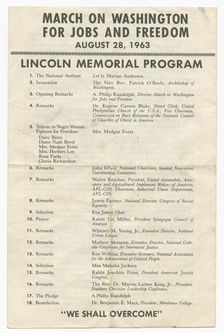 Program from the March on Washington, August 28, 1963. Creator: Unknown