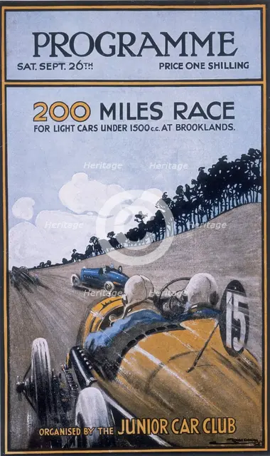 Programme for the 200 miles race, Brooklands, 1925. Artist: Unknown