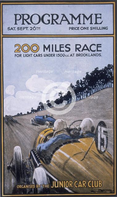 Programme for the 200 miles race, Brooklands, 1925. Artist: Unknown