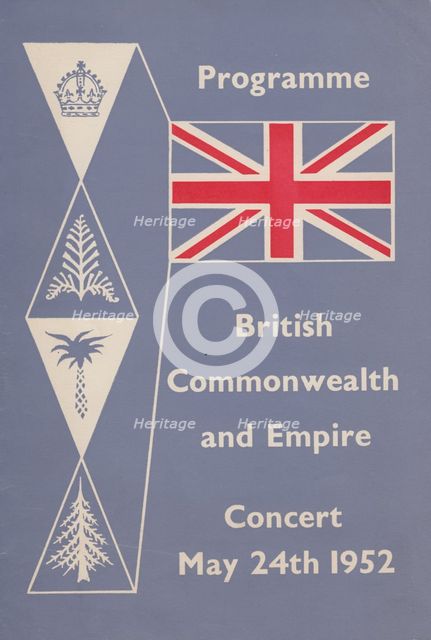 Programme for the British Commonwealth and Empire Concert, May 24th 1952. Creator: Shirley Markham.