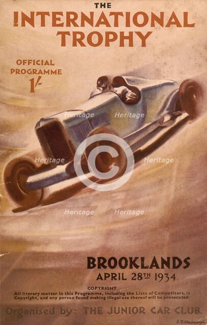 Programme for the Brooklands International Trophy, 1934. Artist: Unknown