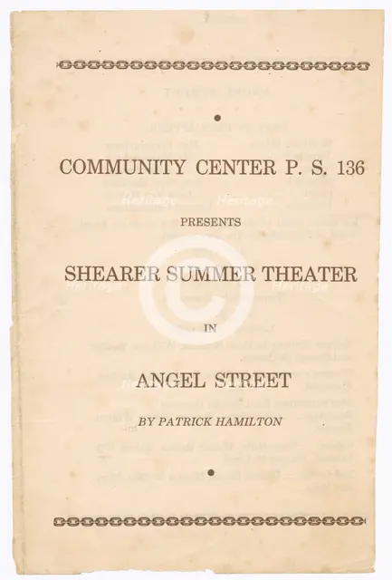 Programme for the Shearer Players' production of Angel Street, 1951. Creator: Unknown.