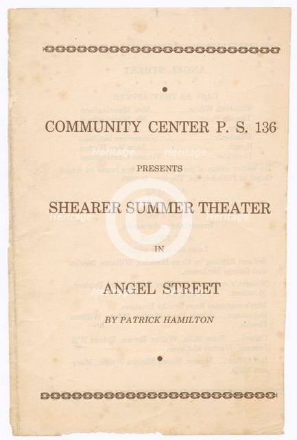 Programme for the Shearer Players' production of Angel Street, 1951. Creator: Unknown.