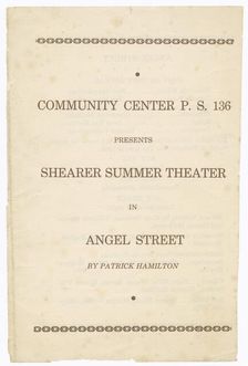 Programme for the Shearer Players production of Angel Street, 1951. Creator: Unknown