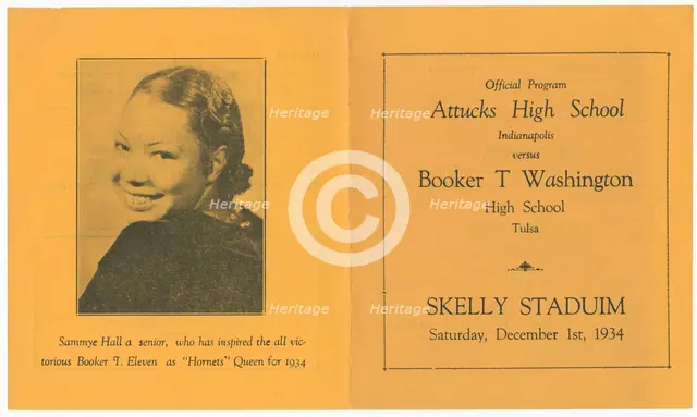Programme for a Booker T. Washington High School football game, December 1, 1934. Creator: Unknown.