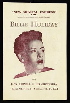 Programme for Billie Holiday and Jack Parnell & His Orchestra, Royal Albert Hall - February 1954. Creator: Unknown
