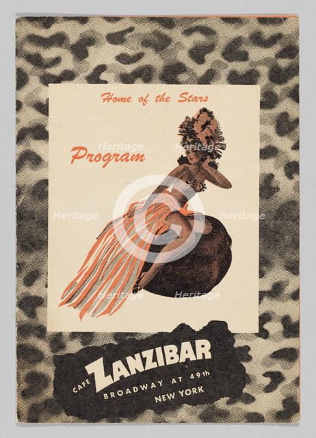 Programme for Cafe Zanzibar, ca. 1945. Creator: Unknown.