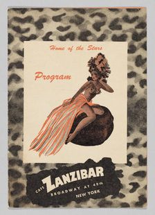 Programme for Cafe Zanzibar, ca. 1945. Creator: Unknown