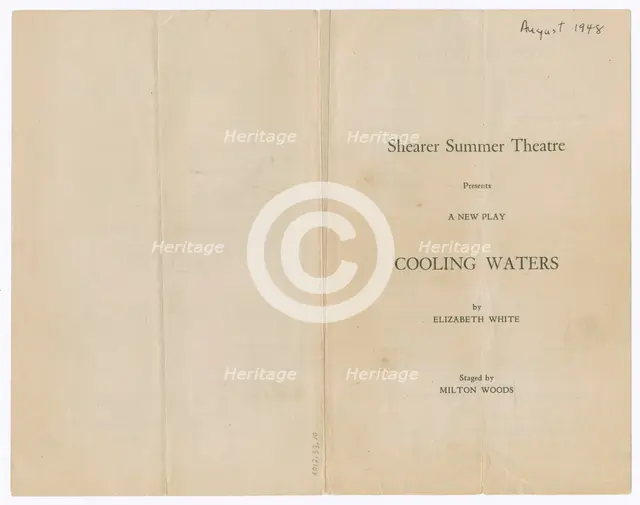 Programme for Shearer Summer Theatre's production of Cooling Waters, 1948. Creator: Unknown.