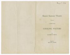 Programme for Shearer Summer Theatre's production of Cooling Waters, 1948. Creator: Unknown