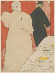 Programme pour "L'Argent", 1895. Creator: Toulouse-Lautrec, Henri, de (1864-1901)