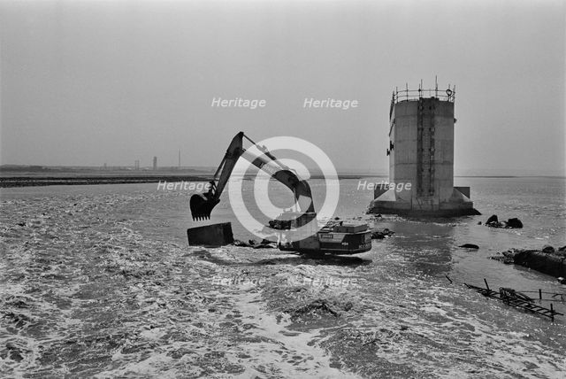 Progress on the construction of the Second Severn Crossing, showing a Komatsu..., 19/08/1993. Creator: John Laing plc.