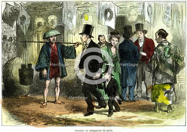 'Progress of civilisation in Japan', 1875. Artist: Unknown