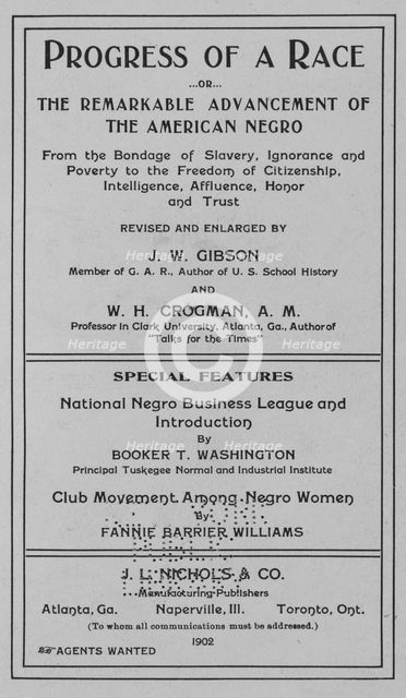 Progress of a Race, title page, 1902. Creator: Unknown.