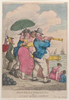 Progress of Gallantry or Stolen Kisses Sweetest, February 14, 1814., February 14, 1814. Creator: Thomas Rowlandson