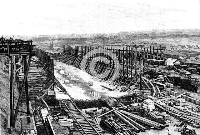 Progress of the Manchester Ship Canal works: Mode-Wheel locks, 1890.  Creator: Unknown.