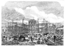 Progress of the building for the International Exhibition of 1862, (1861). Creator: Unknown