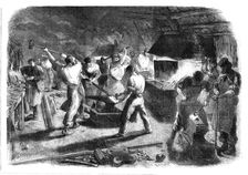 Progress of the International Exhibition building: the forge, 1862. Creator: Unknown