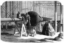 Progress of the International Exhibition building: finial of the Eastern Dome, 1862. Creator: Unknown