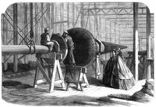 Progress of the International Exhibition building: finial of the Eastern Dome, 1862. Creator: Unknown