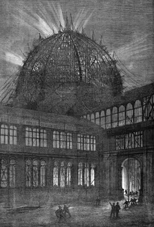 Progress of the International Exhibition Building: Night effect of the Western Dome..., 1862. Creator: M Jackson