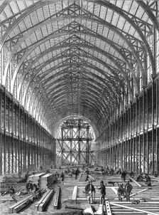 Progress of the International Exhibition building: portion of the Nave, 1861. Creator: Unknown