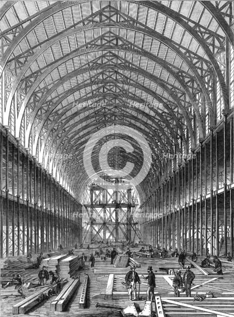 Progress of the International Exhibition building: portion of the Nave, 1861. Creator: Unknown.
