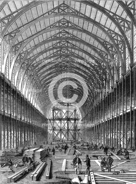 Progress of the International Exhibition building: portion of the Nave, 1861. Creator: Unknown.