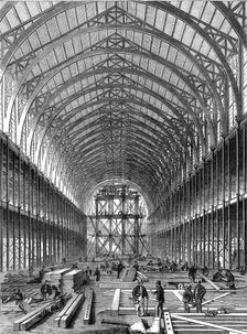 Progress of the International Exhibition building: portion of the Nave, 1861. Creator: Unknown