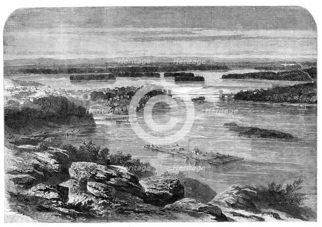 Progress of the Prince of Wales in Canada - view of part of the city and river of Ottawa..., 1860. Creator: Unknown.
