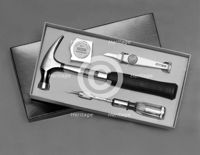 Product shot of a Stanley Tools boxed set from 1986.  Creator: Michael Walters.