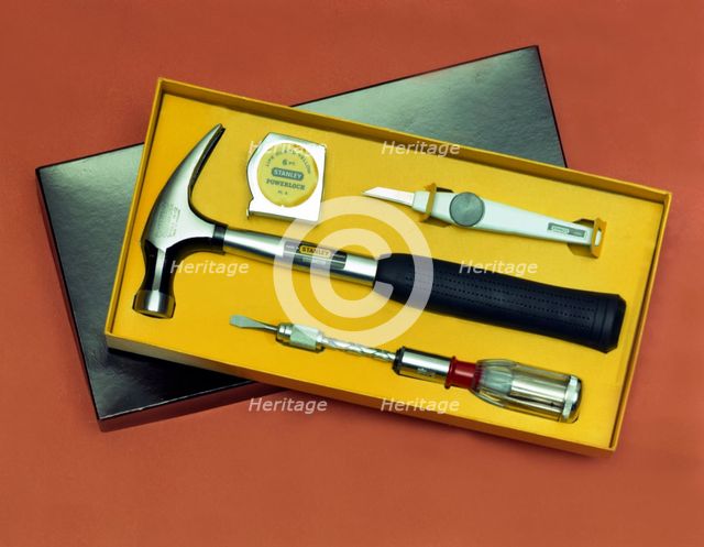 Product shot of a Stanley Tools boxed set from 1986.  Creator: Michael Walters.
