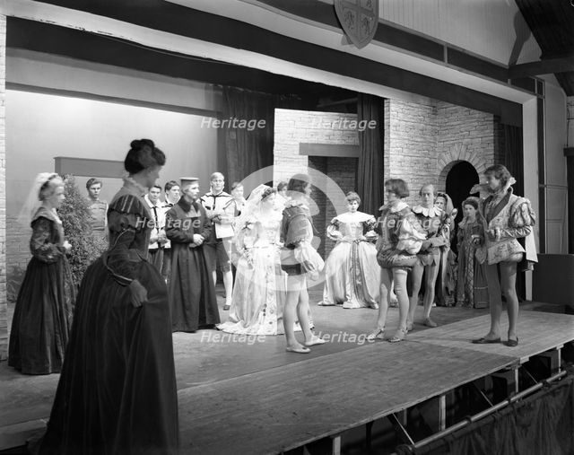 Production of Shakespeare's "Twelfth Night", Worksop College, Derbyshire, 1960. Creator: Michael Walters.
