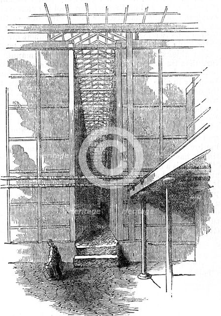 Production of sulphuric acid (Oil of Vitriol or H2S04), 1844. Creator: Unknown.