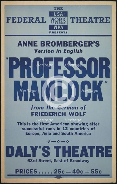 Professor Mamlock, New York, 1937. Creator: Unknown.
