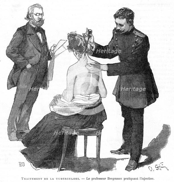 Professor Bergmann injecting a tuberculosis patient, 1891.  Creator: Unknown.