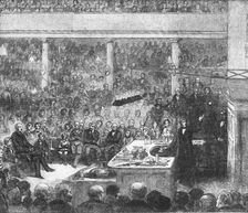 Professor Faraday lecturing at the Royal Institute...1856 (1901). Creator: Unknown