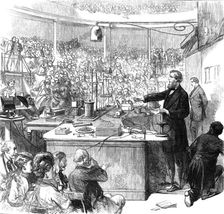 Professor Tyndall lecturing at the Royal Institution, 1870. Creator: Unknown