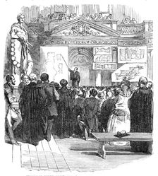 Professor Willis Lecturing in the Senate-House, Cambridge, 1854. Creator: Unknown