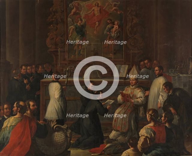 Profession of vows of Fathers Francisco Caracciolo and Agustín Adorno before the Vicar Gen..., 1738. Creator: Pedro Rodriguez de Miranda.