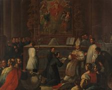 Profession of vows of Fathers Francisco Caracciolo and Agustín Adorno before the Vicar Gen..., 1738. Creator: Pedro Rodriguez de Miranda
