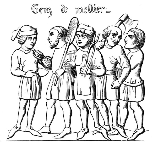 Professional tradesmen, 14th century (1849). Artist: Unknown